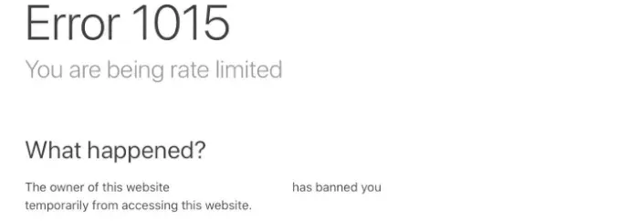Cloudflare rate limited response page