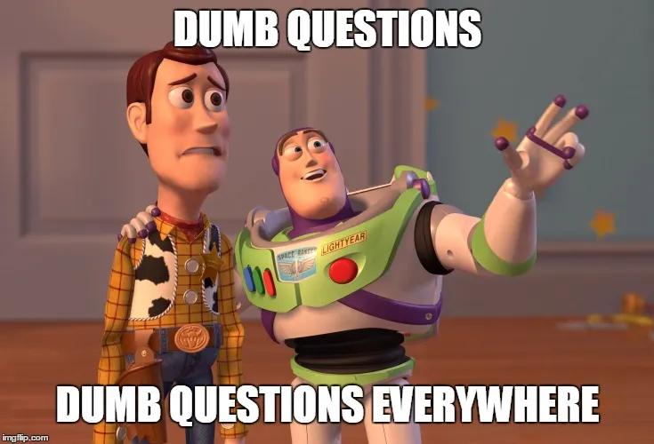 Meme about stupid questions being everywhere